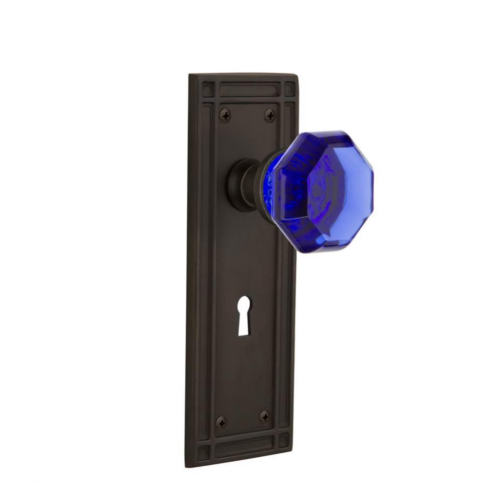 Nostalgic Warehouse Mission Plate with Keyhole Passage Waldorf Cobalt Door Knob in Oil-Rubbed Bron