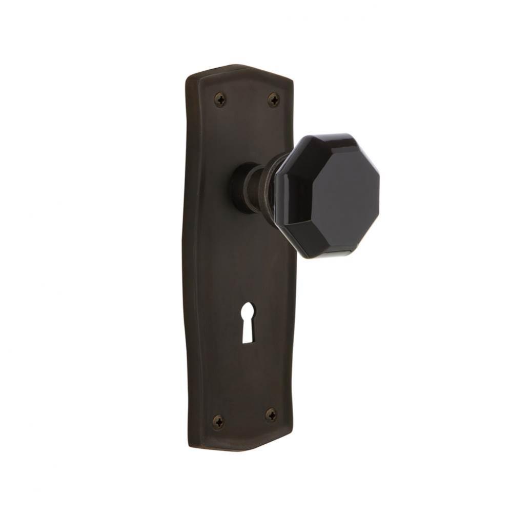 Nostalgic Warehouse Prairie Plate with Keyhole Passage Waldorf Black Door Knob in Oil-Rubbed Bronz