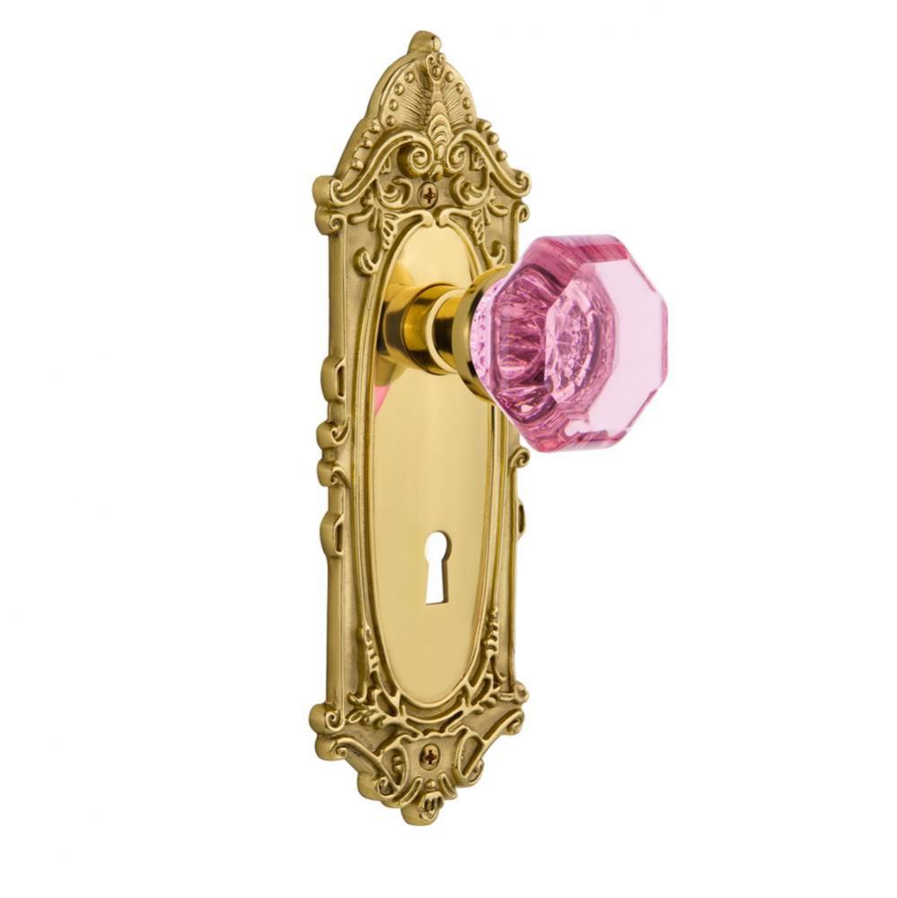 Nostalgic Warehouse Victorian Plate with Keyhole Passage Waldorf Pink Door Knob in Unlaquered Bras