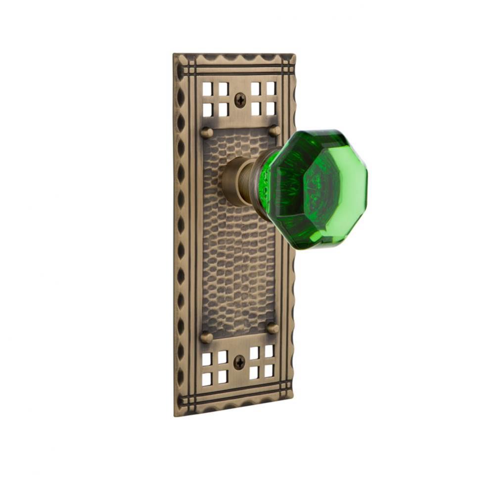 Nostalgic Warehouse Craftsman Plate Single Dummy Waldorf Emerald Door Knob in Antique Brass