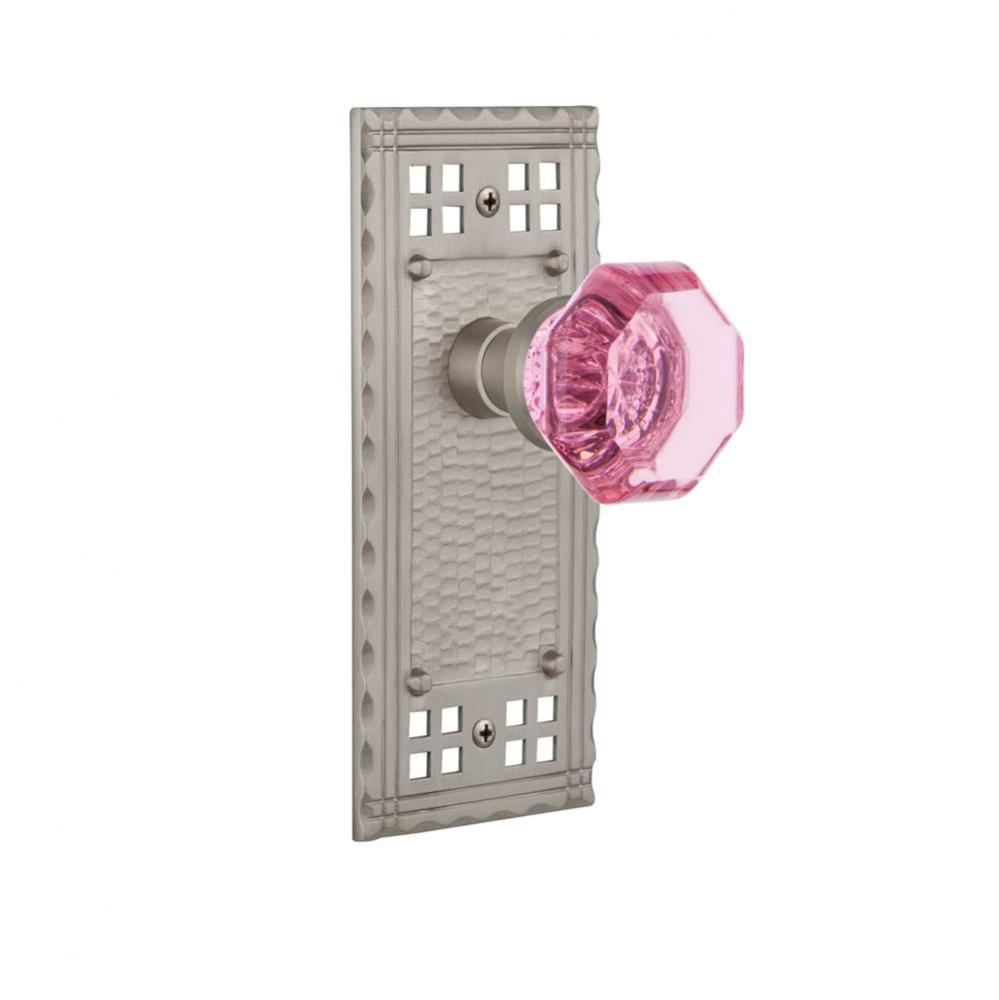 Nostalgic Warehouse Craftsman Plate Single Dummy Waldorf Pink Door Knob in Satin Nickel