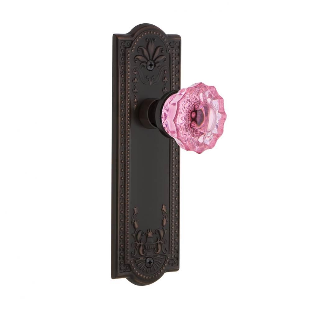 Nostalgic Warehouse Meadows Plate Single Dummy Crystal Pink Glass Door Knob in Timeless Bronze