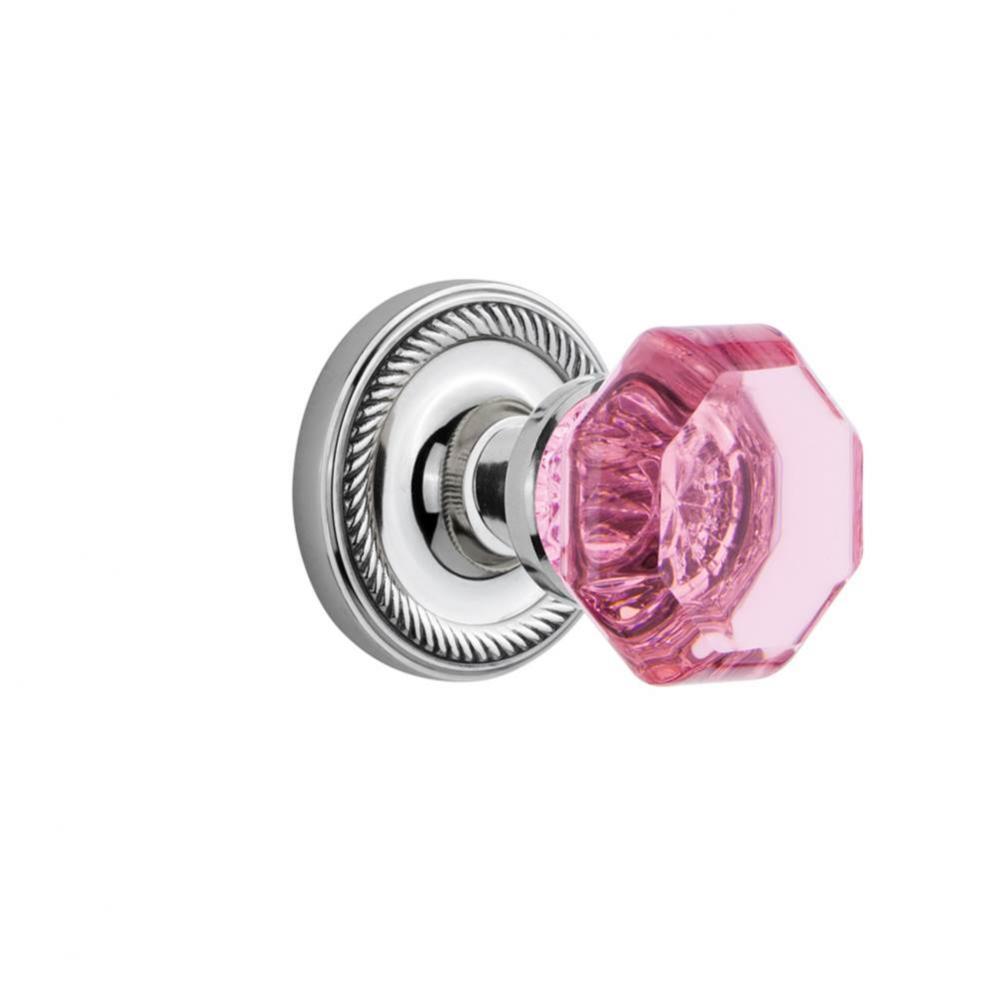 Nostalgic Warehouse Rope Rosette Single Dummy Waldorf Pink Door Knob in Bright Chrome