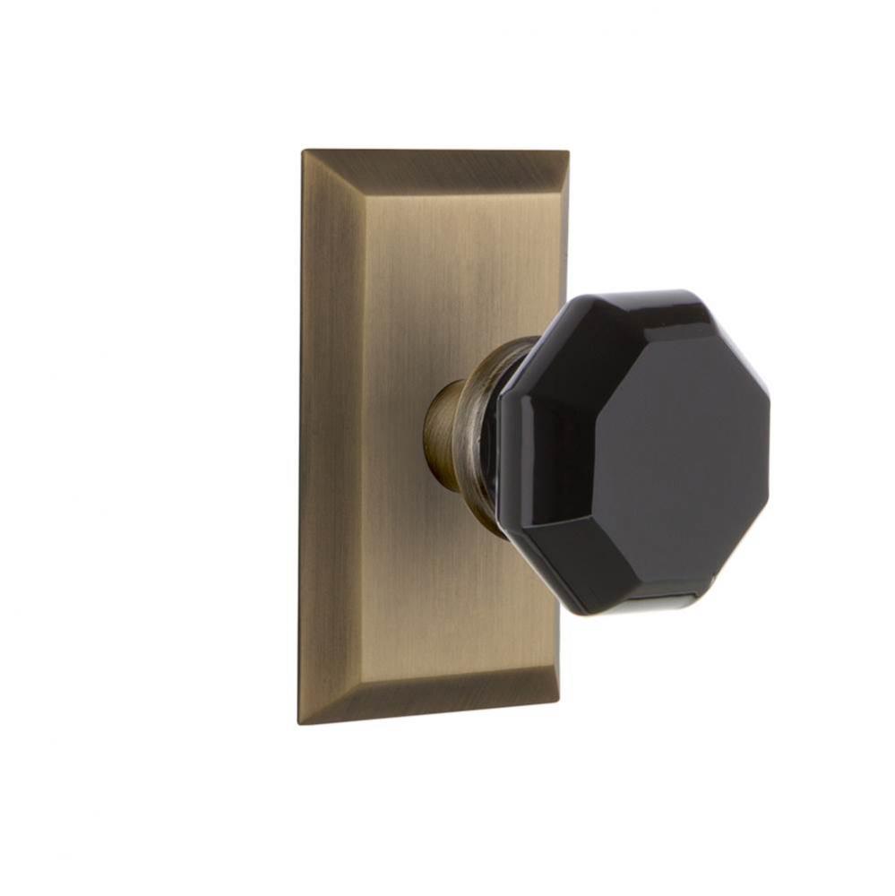 Nostalgic Warehouse Studio Plate Single Dummy Waldorf Black Door Knob in Antique Brass