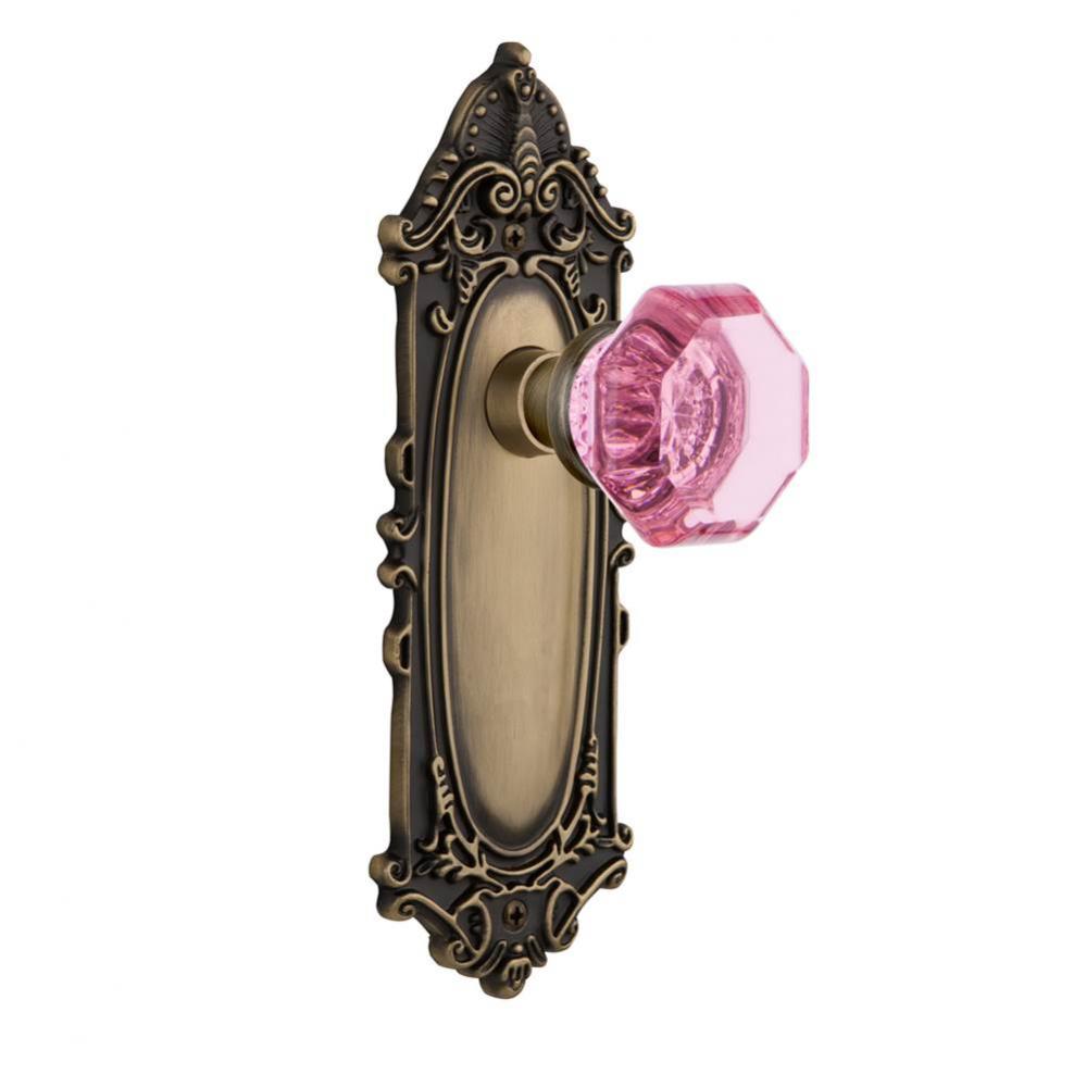 Nostalgic Warehouse Victorian Plate Single Dummy Waldorf Pink Door Knob in Antique Brass