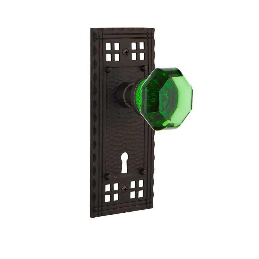 Nostalgic Warehouse Craftsman Plate with Keyhole Single Dummy Waldorf Emerald Door Knob in Oil-Rub