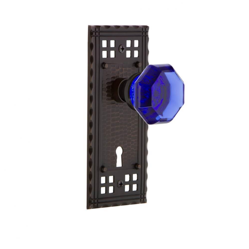 Nostalgic Warehouse Craftsman Plate with Keyhole Single Dummy Waldorf Cobalt Door Knob in Timeless