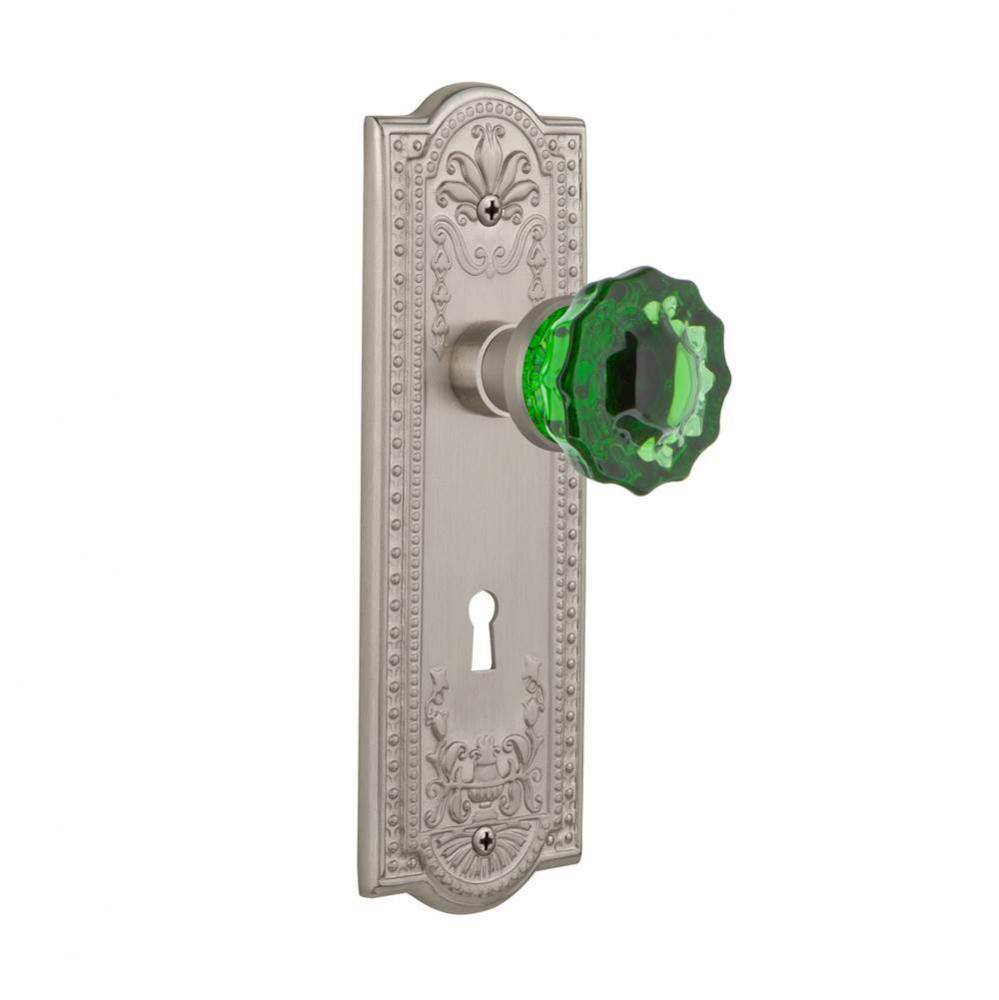 Nostalgic Warehouse Meadows Plate with Keyhole Single Dummy Crystal Emerald Glass Door Knob in Sat
