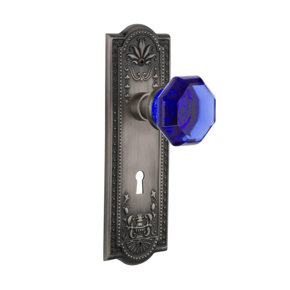 Nostalgic Warehouse Meadows Plate with Keyhole Single Dummy Waldorf Cobalt Door Knob in Antique Pe