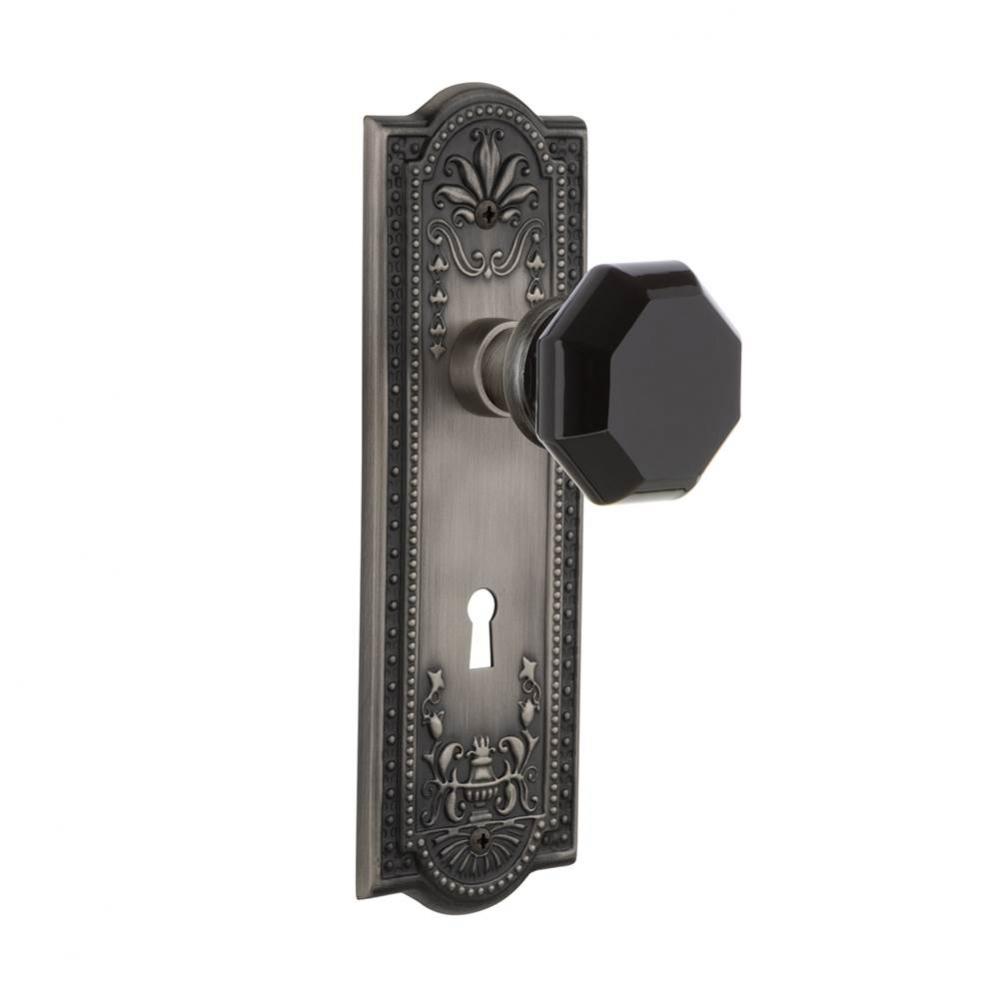 Nostalgic Warehouse Meadows Plate with Keyhole Single Dummy Waldorf Black Door Knob in Antique Pew