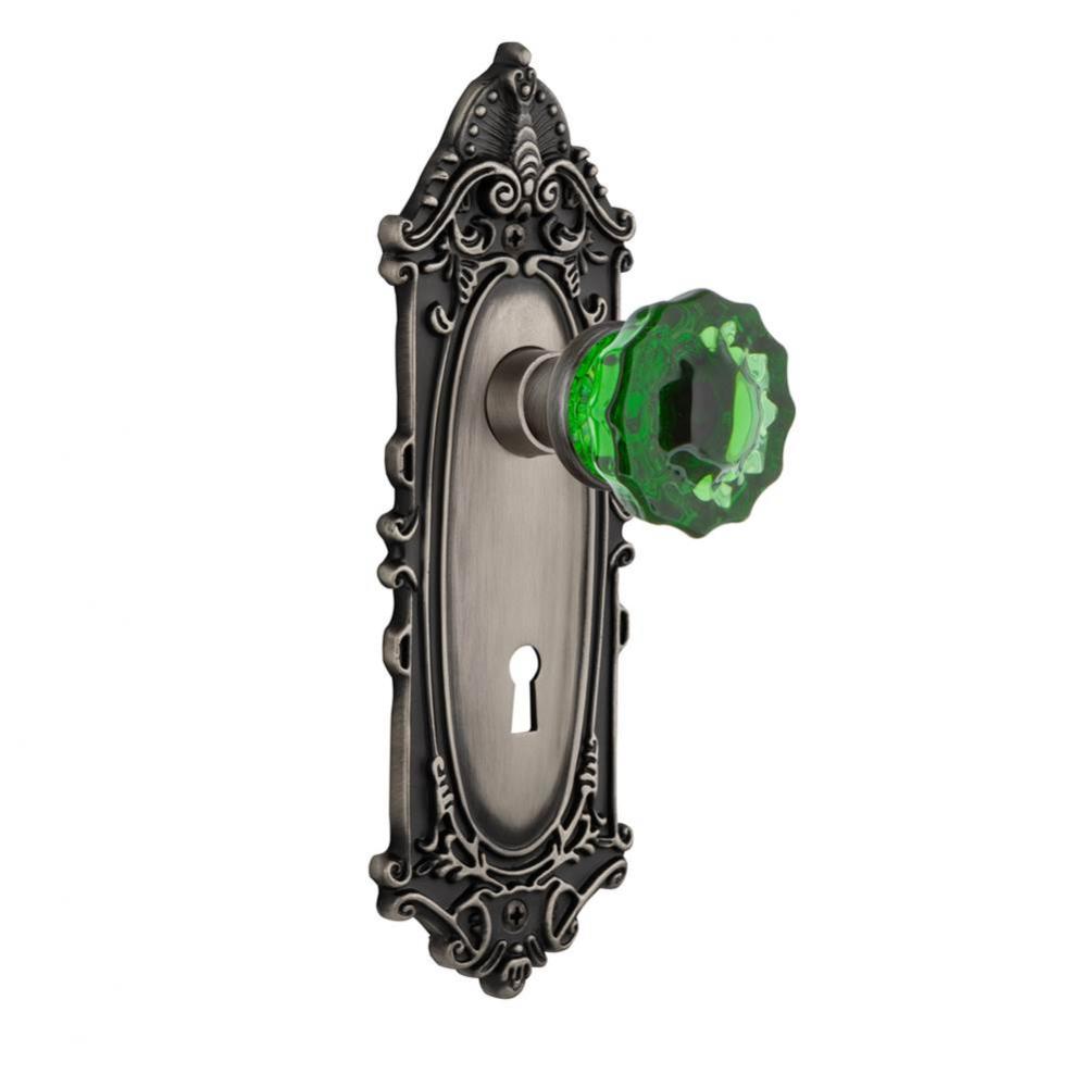 Nostalgic Warehouse Victorian Plate with Keyhole Single Dummy Crystal Emerald Glass Door Knob in A
