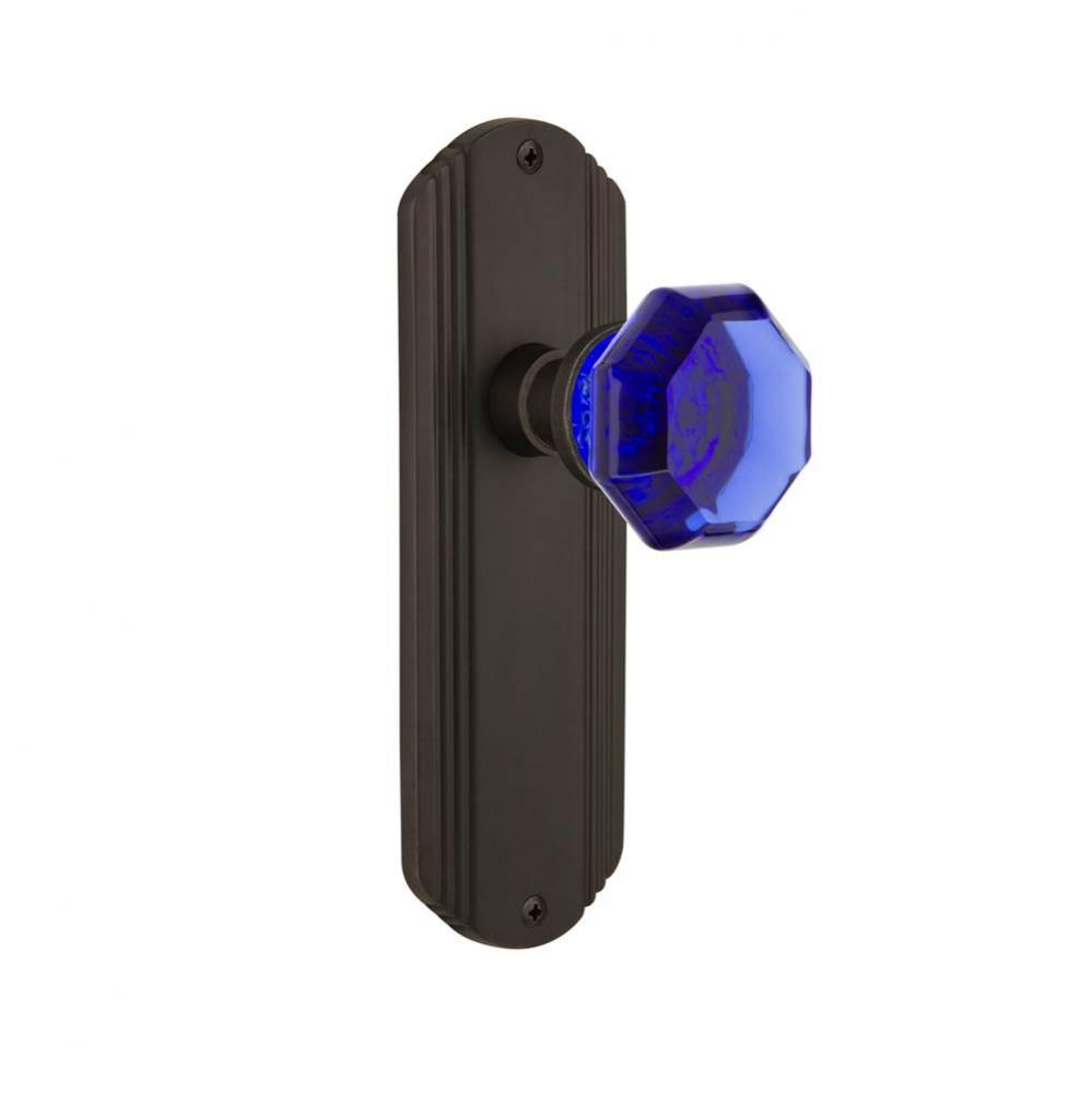 Nostalgic Warehouse Deco Plate Double Dummy Waldorf Cobalt Door Knob in Oil-Rubbed Bronze