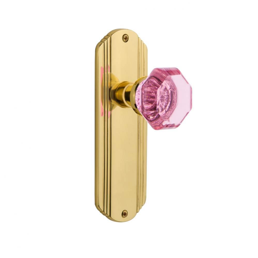 Nostalgic Warehouse Deco Plate Double Dummy Waldorf Pink Door Knob in Unlaquered Brass