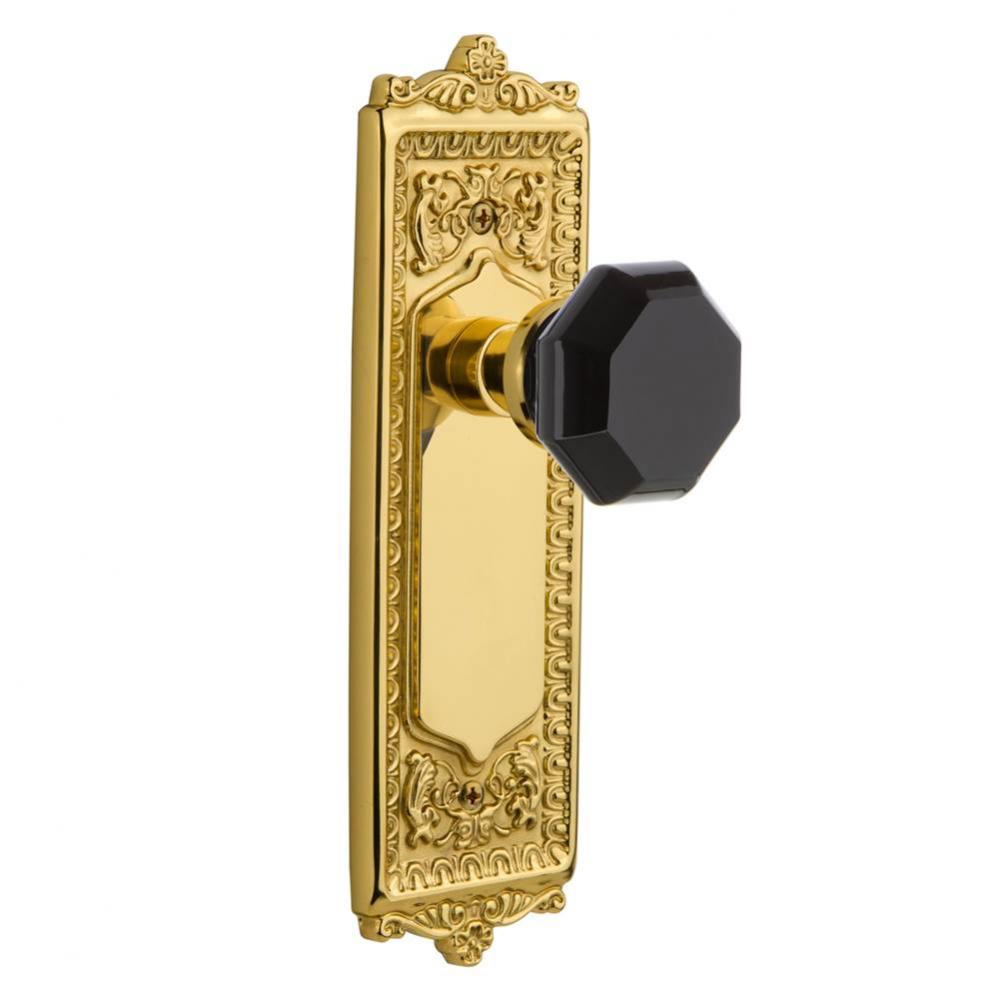 Nostalgic Warehouse Egg & Dart Plate Double Dummy Waldorf Black Door Knob in Polished Brass