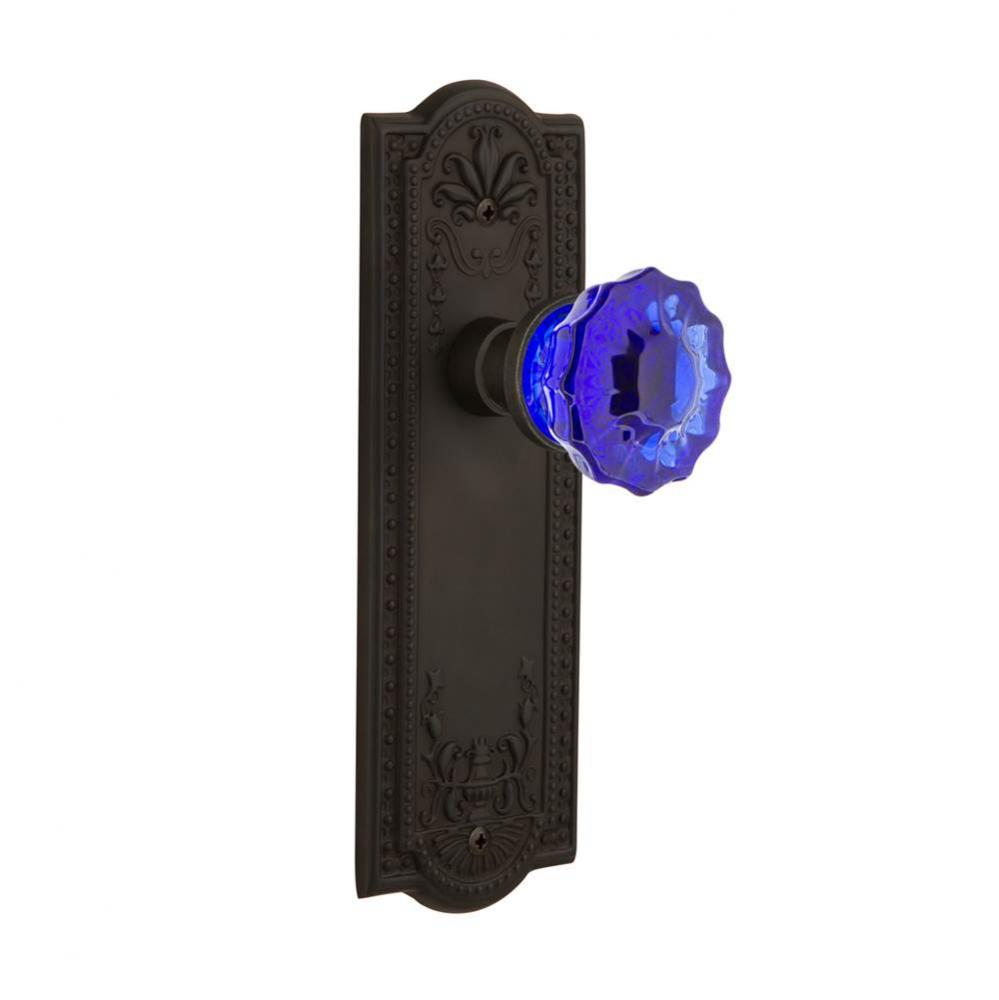 Nostalgic Warehouse Meadows Plate Double Dummy Crystal Cobalt Glass Door Knob in Oil-Rubbed Bronze