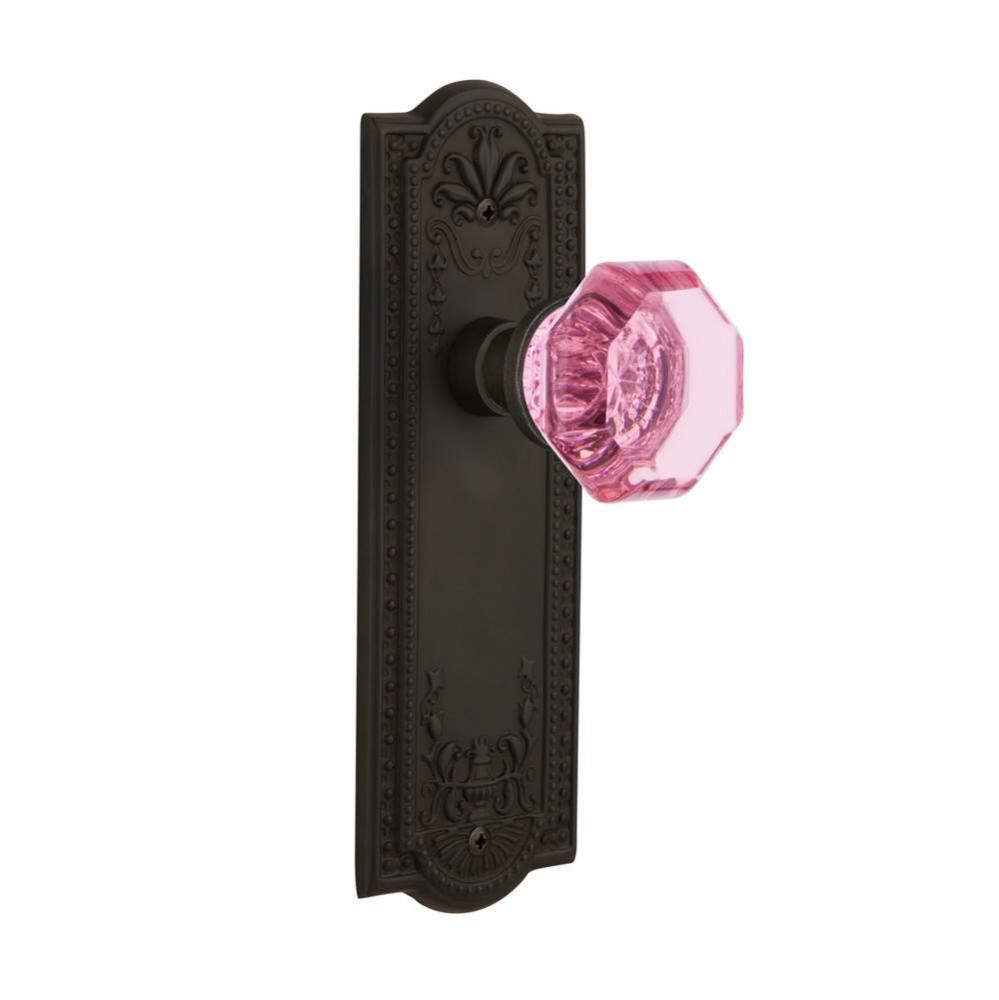 Nostalgic Warehouse Meadows Plate Double Dummy Waldorf Pink Door Knob in Oil-Rubbed Bronze