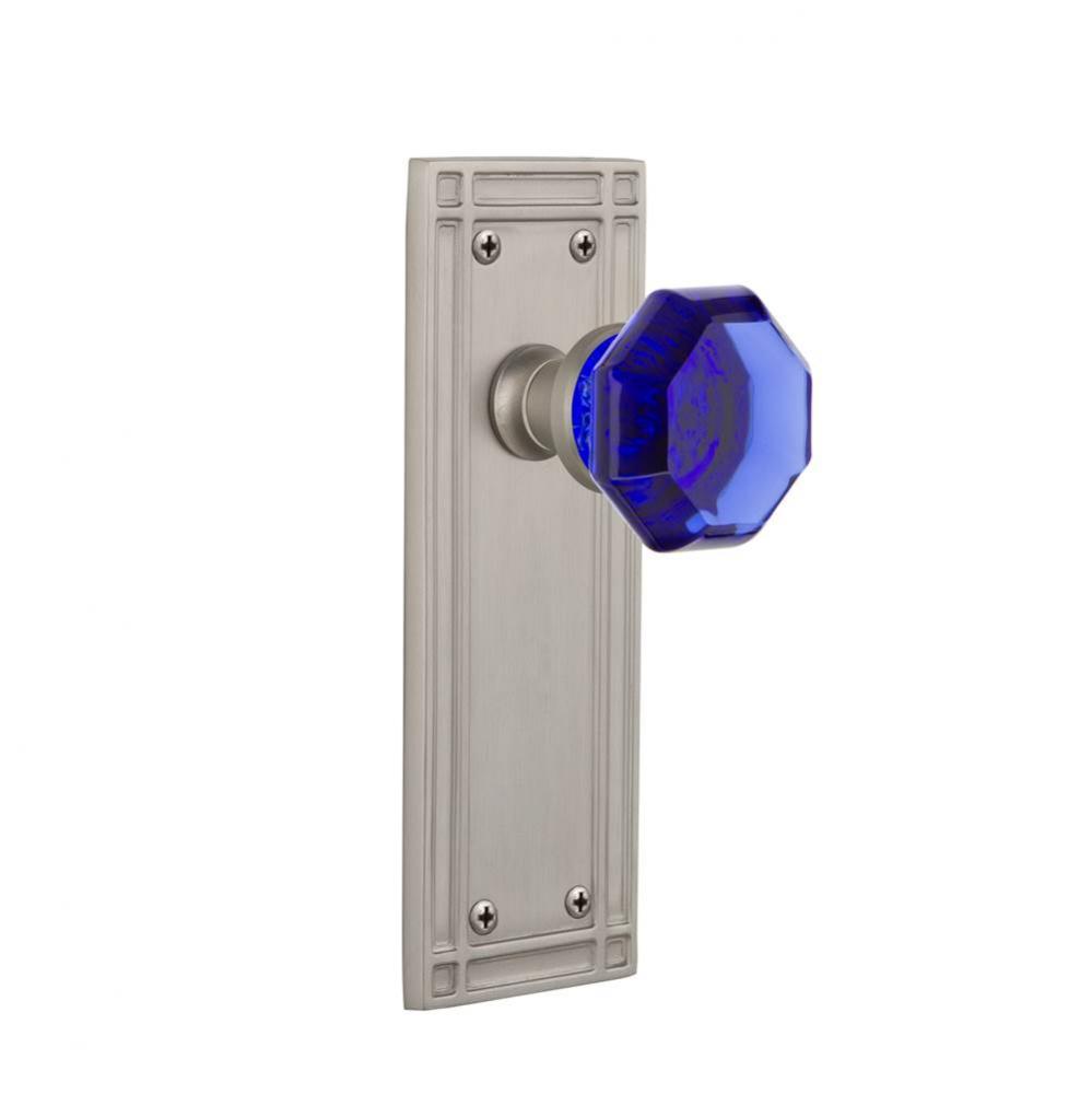 Nostalgic Warehouse Mission Plate Double Dummy Waldorf Cobalt Door Knob in Satin Nickel