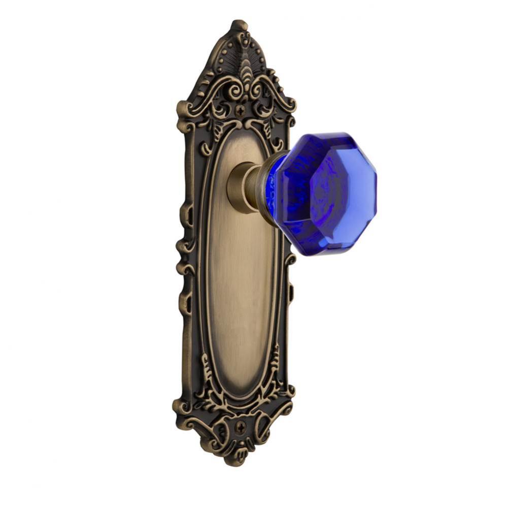 Nostalgic Warehouse Victorian Plate Double Dummy Waldorf Cobalt Door Knob in Antique Brass