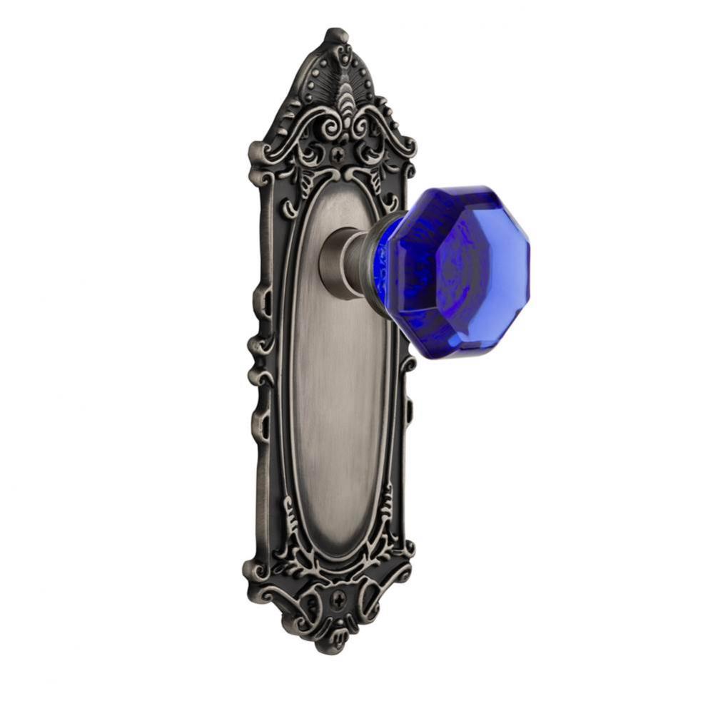 Nostalgic Warehouse Victorian Plate Double Dummy Waldorf Cobalt Door Knob in Antique Pewter