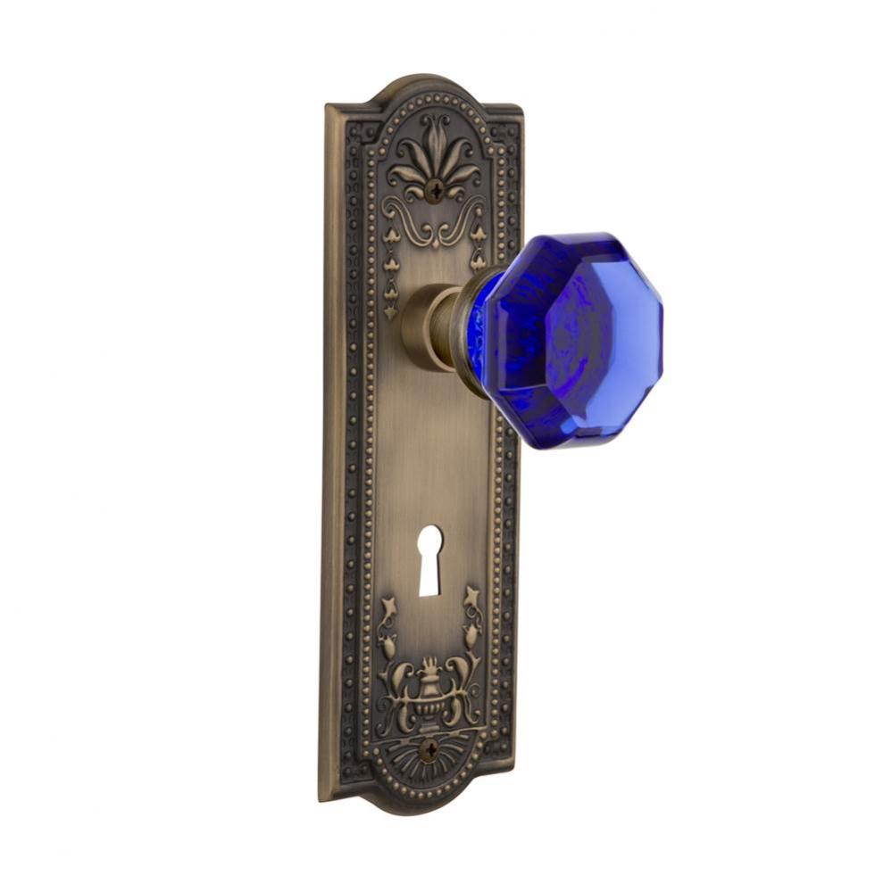 Nostalgic Warehouse Meadows Plate with Keyhole Double Dummy Waldorf Cobalt Door Knob in Antique Br