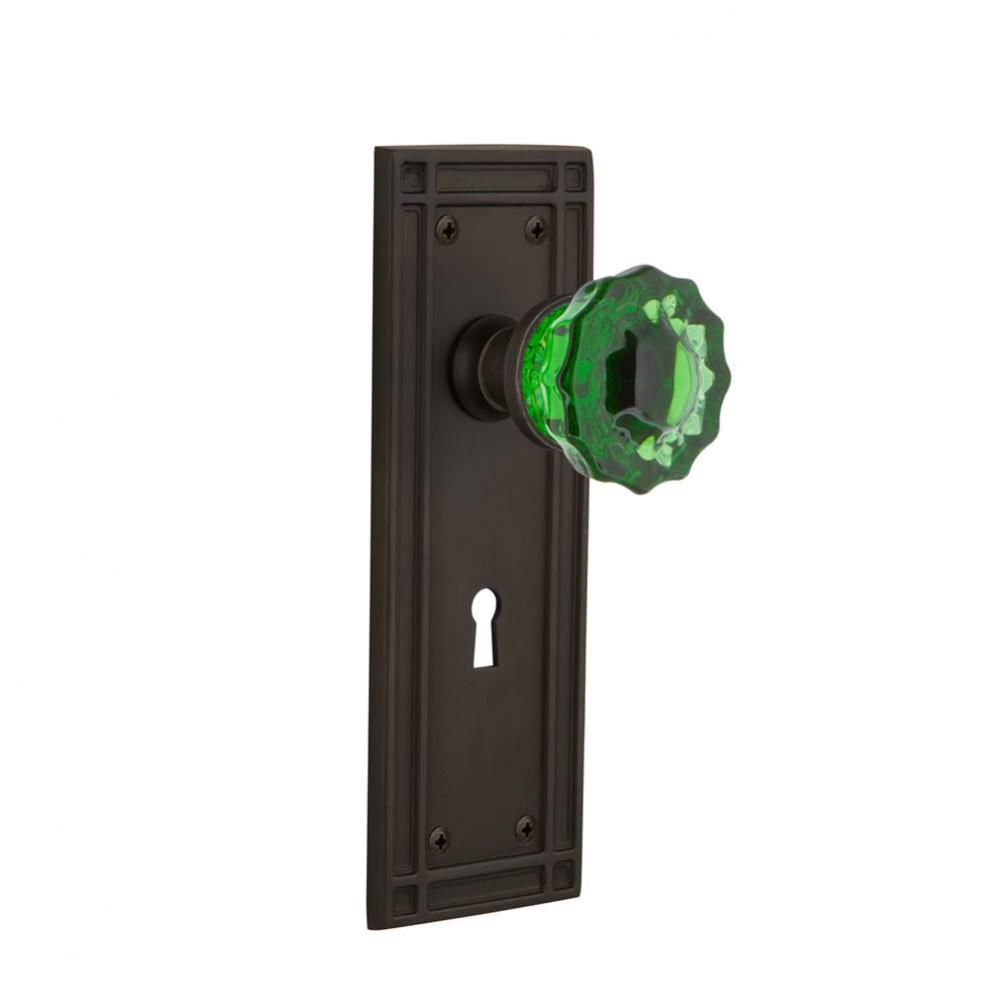 Nostalgic Warehouse Mission Plate with Keyhole Double Dummy Crystal Emerald Glass Door Knob in Oil