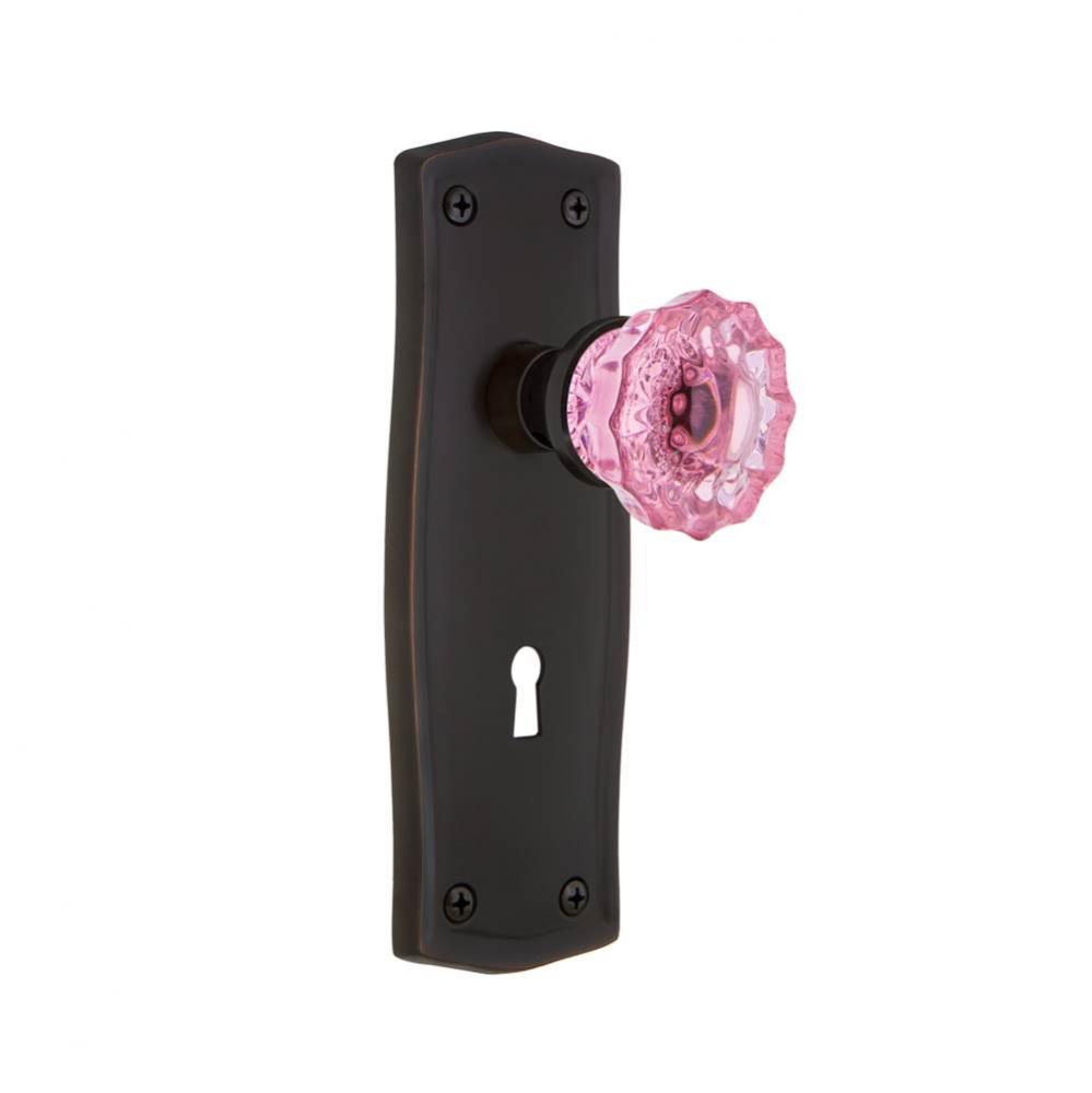 Nostalgic Warehouse Prairie Plate with Keyhole Double Dummy Crystal Pink Glass Door Knob in Timele