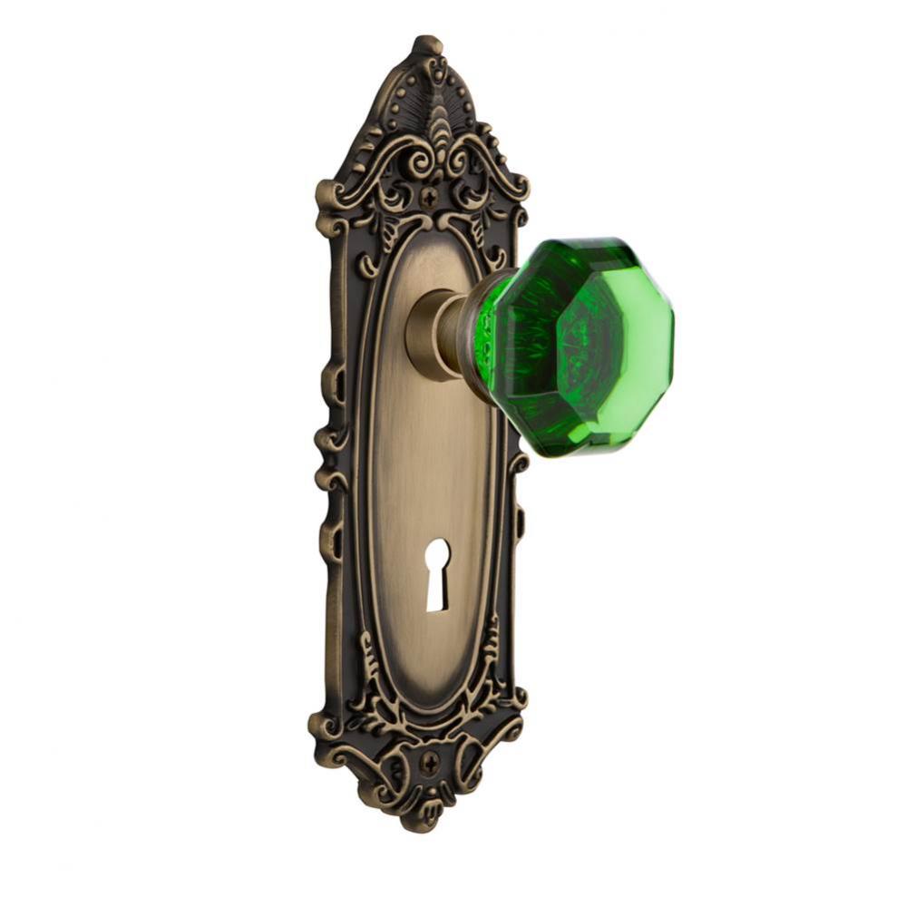 Nostalgic Warehouse Victorian Plate with Keyhole Double Dummy Waldorf Emerald Door Knob in Antique