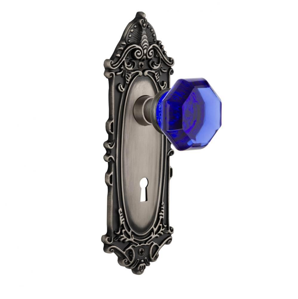 Nostalgic Warehouse Victorian Plate with Keyhole Double Dummy Waldorf Cobalt Door Knob in Antique