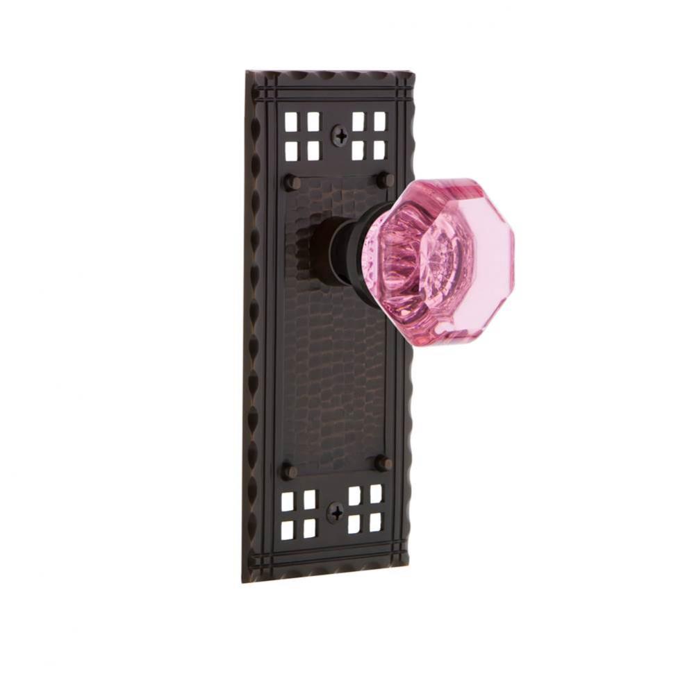 Nostalgic Warehouse Craftsman Plate Privacy Waldorf Pink Door Knob in Timeless Bronze