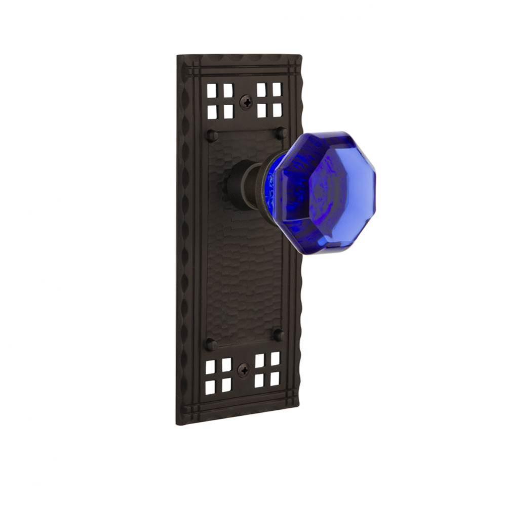 Nostalgic Warehouse Craftsman Plate Privacy Waldorf Cobalt Door Knob in Oil-Rubbed Bronze