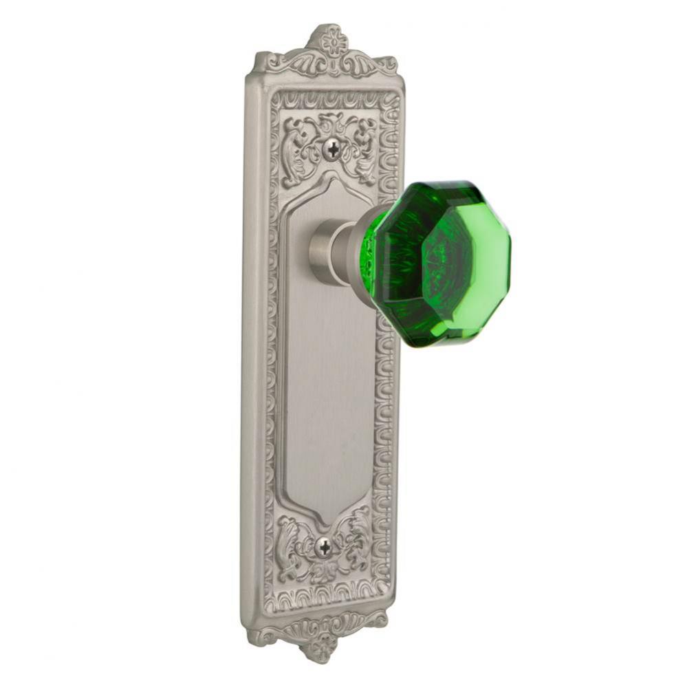 Nostalgic Warehouse Egg & Dart Plate Privacy Waldorf Emerald Door Knob in Satin Nickel