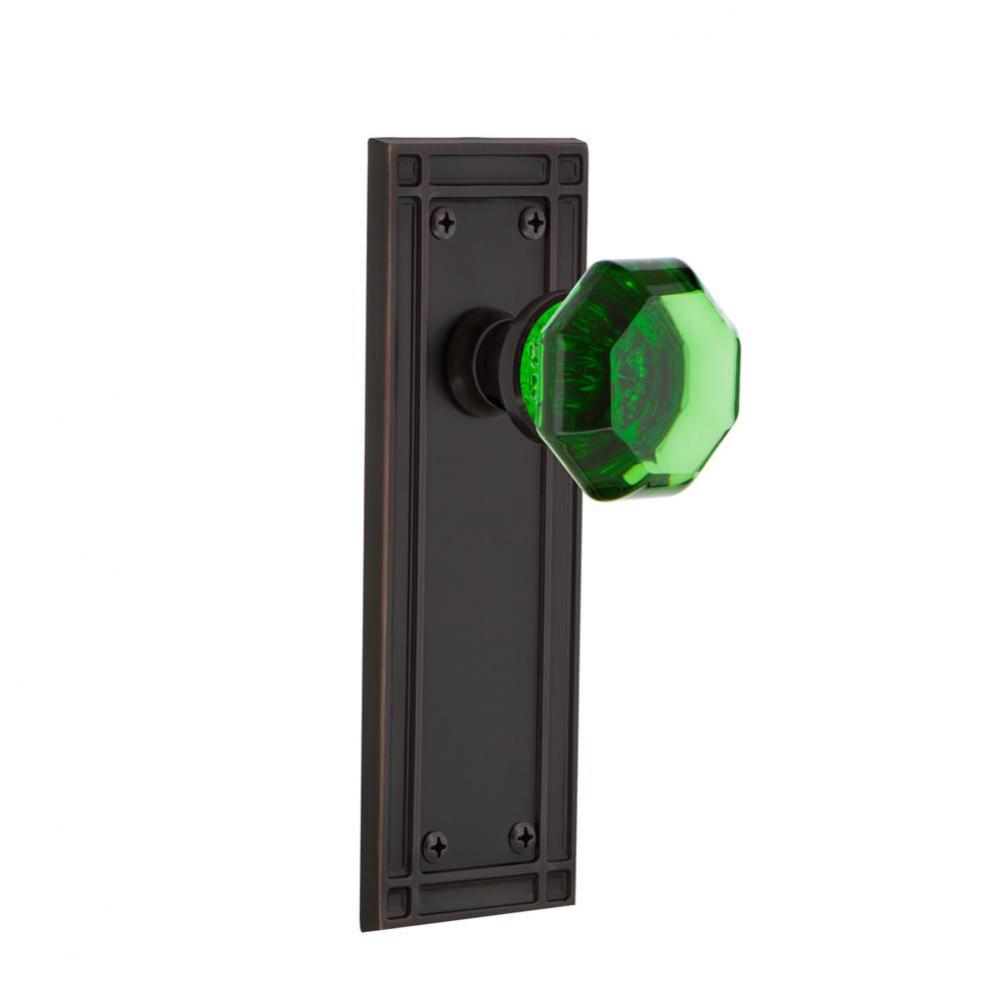 Nostalgic Warehouse Mission Plate Privacy Waldorf Emerald Door Knob in Timeless Bronze