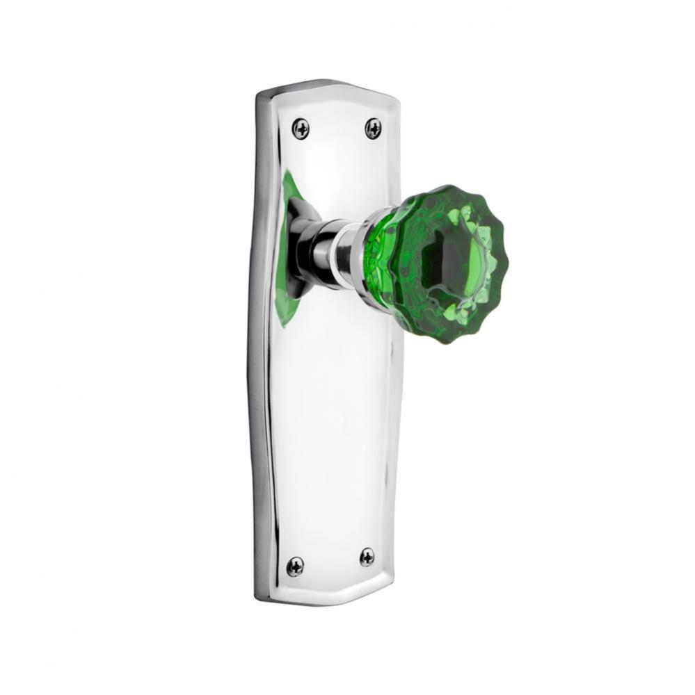 Nostalgic Warehouse Prairie Plate Privacy Crystal Emerald Glass Door Knob in Bright Chrome