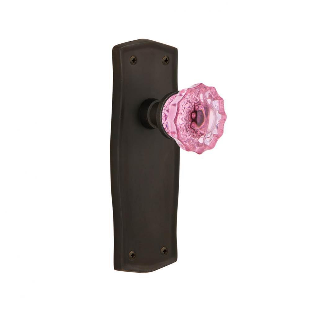 Nostalgic Warehouse Prairie Plate Privacy Crystal Pink Glass Door Knob in Oil-Rubbed Bronze