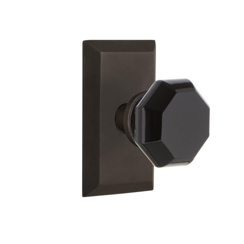 Nostalgic Warehouse Studio Plate Privacy Waldorf Black Door Knob in Oil-Rubbed Bronze