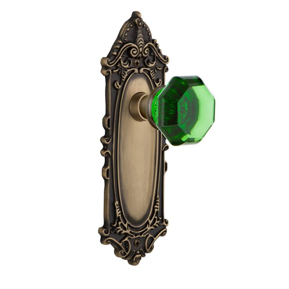 Nostalgic Warehouse Victorian Plate Privacy Waldorf Emerald Door Knob in Antique Brass