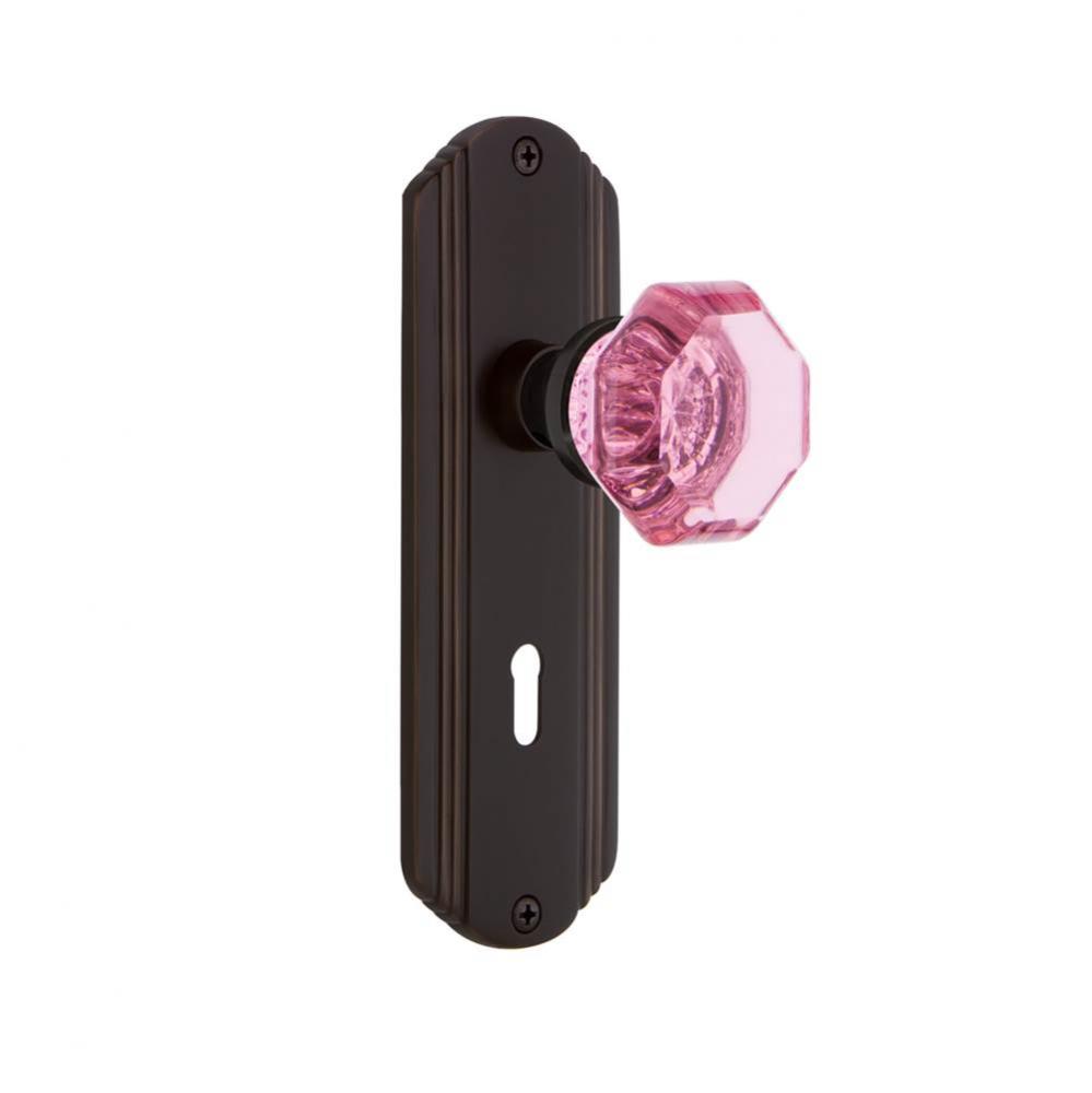 Nostalgic Warehouse Deco Plate with Keyhole Privacy Waldorf Pink Door Knob in Timeless Bronze