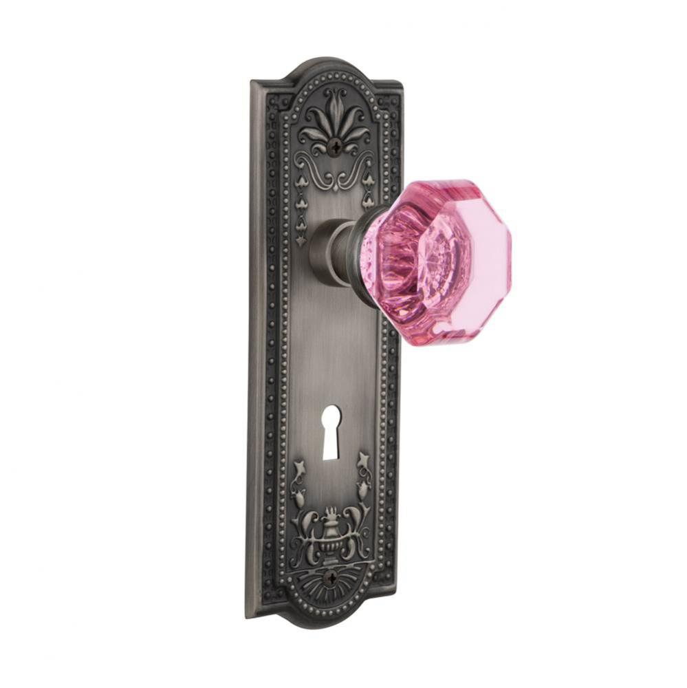 Nostalgic Warehouse Meadows Plate with Keyhole Privacy Waldorf Pink Door Knob in Antique Pewter