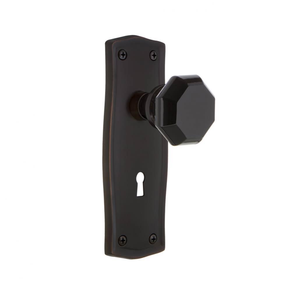Nostalgic Warehouse Prairie Plate with Keyhole Privacy Waldorf Black Door Knob in Timeless Bronze