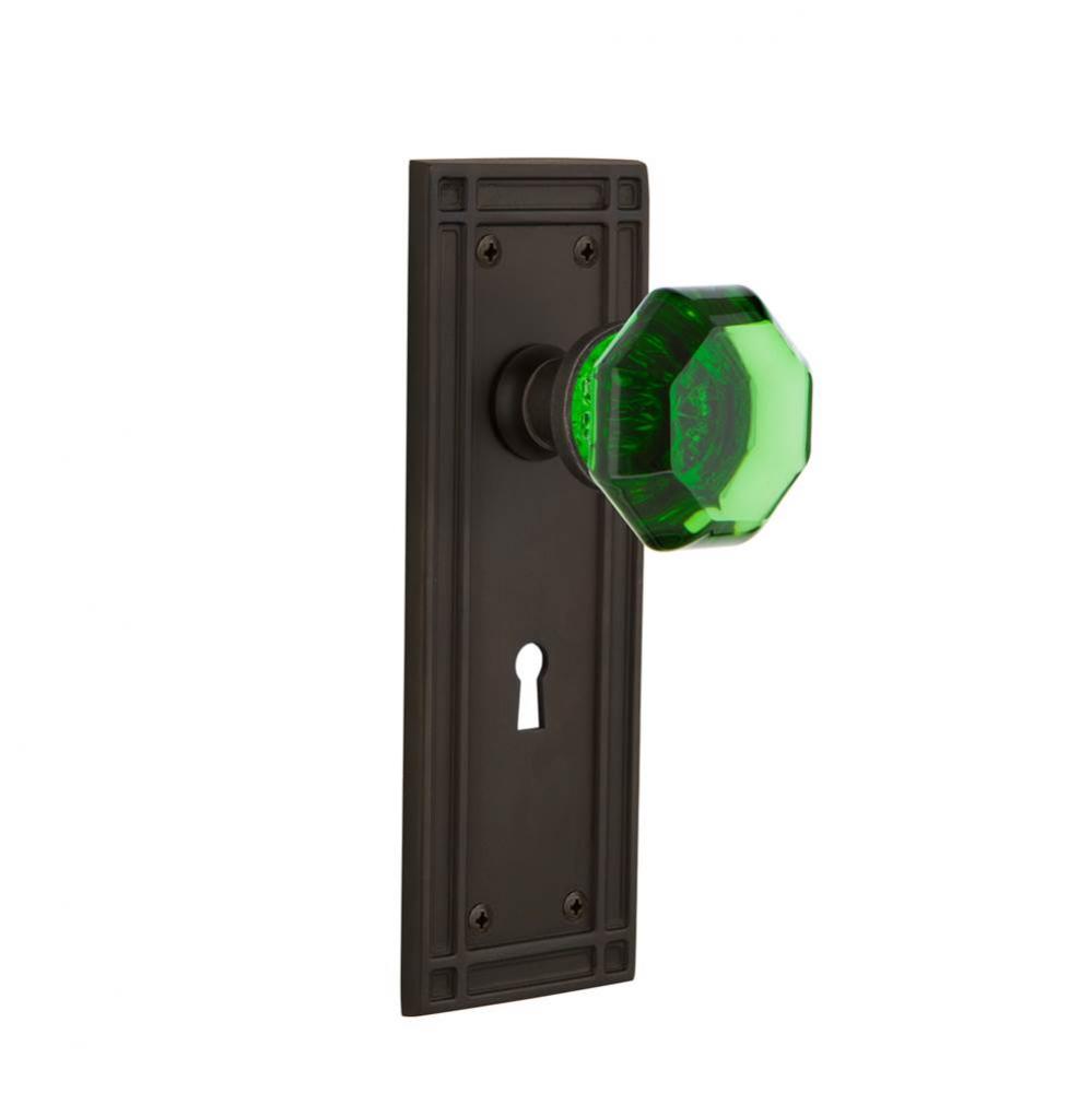 Nostalgic Warehouse Mission Plate Interior Mortise Waldorf Emerald Door Knob in Oil-Rubbed Bronze