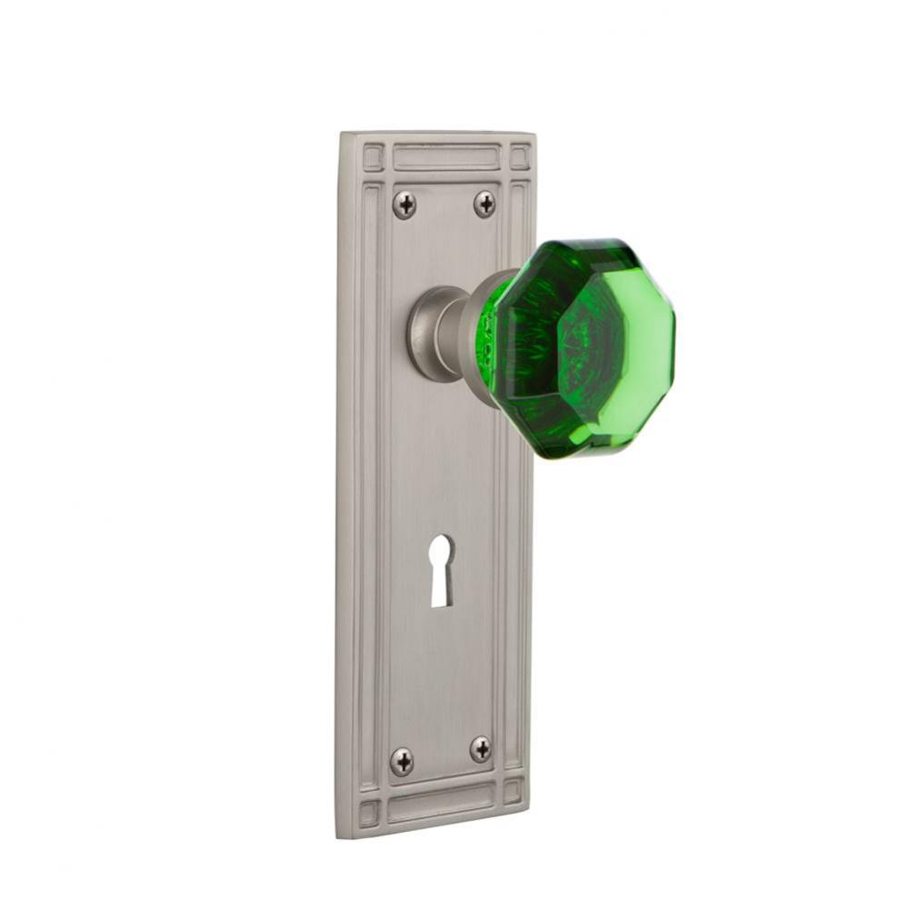 Nostalgic Warehouse Mission Plate Interior Mortise Waldorf Emerald Door Knob in Satin Nickel