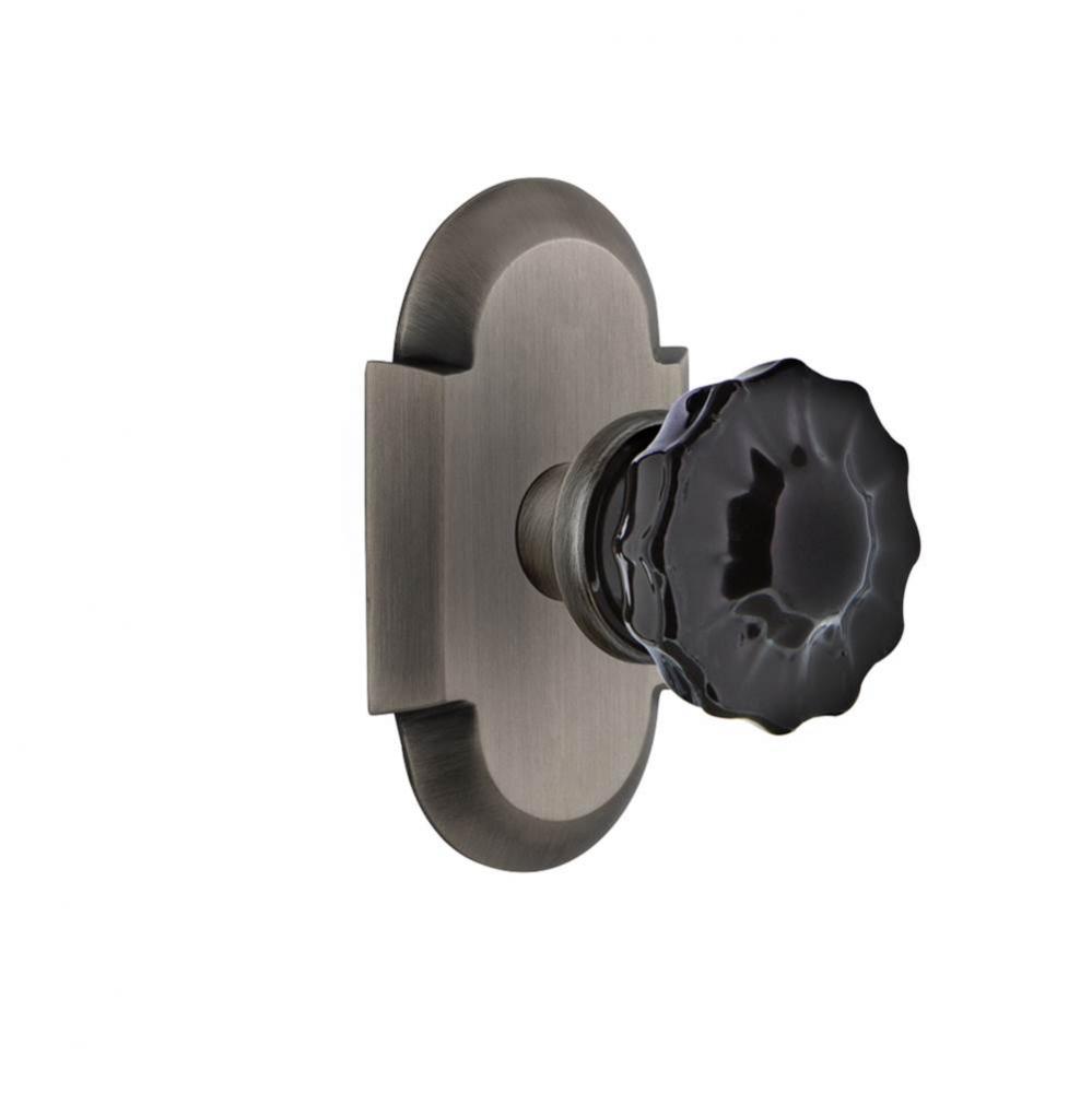 Nostalgic Warehouse Cottage Plate Passage Crystal Black Glass Door Knob in Antique Pewter