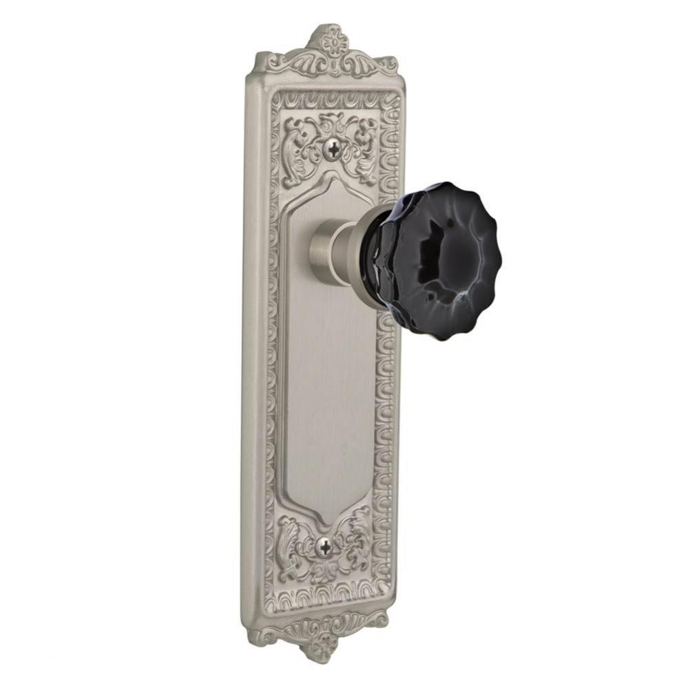Nostalgic Warehouse Egg & Dart Plate Passage Crystal Black Glass Door Knob in Satin Nickel