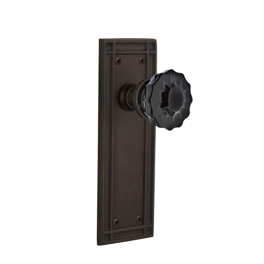 Nostalgic Warehouse Mission Plate Passage Crystal Black Glass Door Knob in Oil-Rubbed Bronze