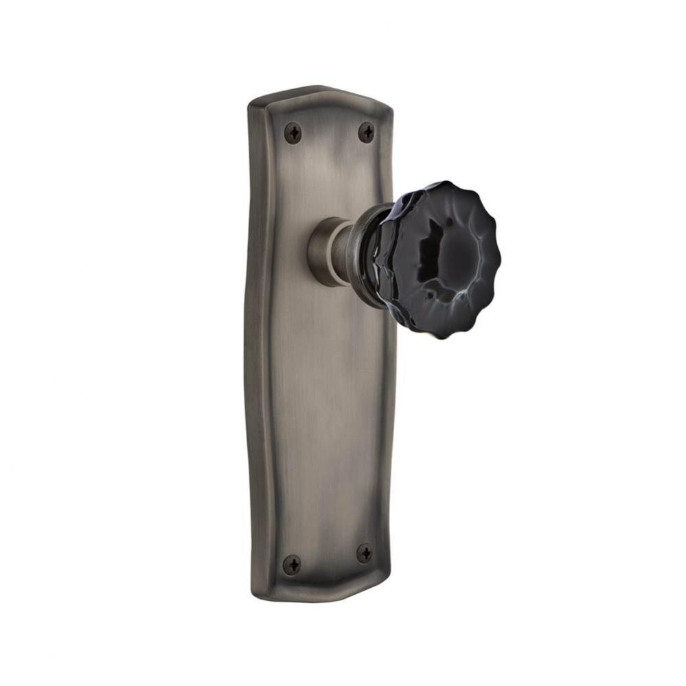 Nostalgic Warehouse Prairie Plate Passage Crystal Black Glass Door Knob in Antique Pewter