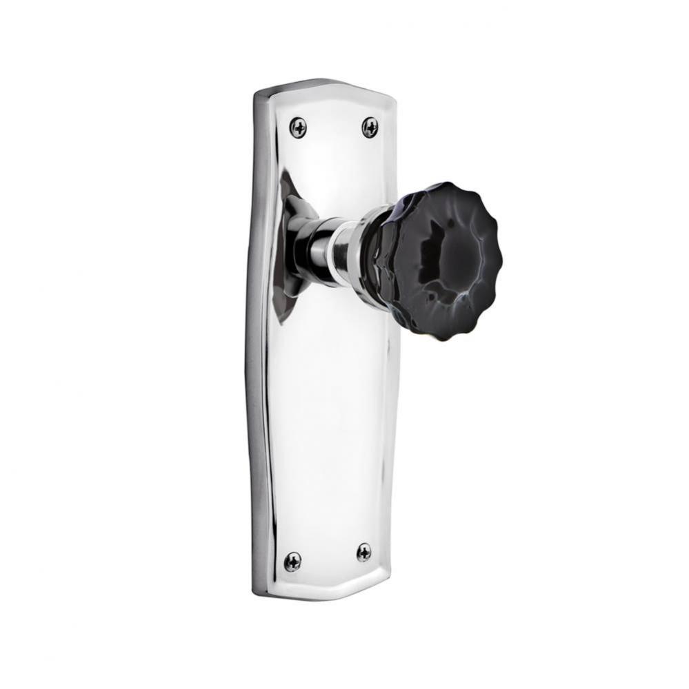 Nostalgic Warehouse Prairie Plate Passage Crystal Black Glass Door Knob in Bright Chrome