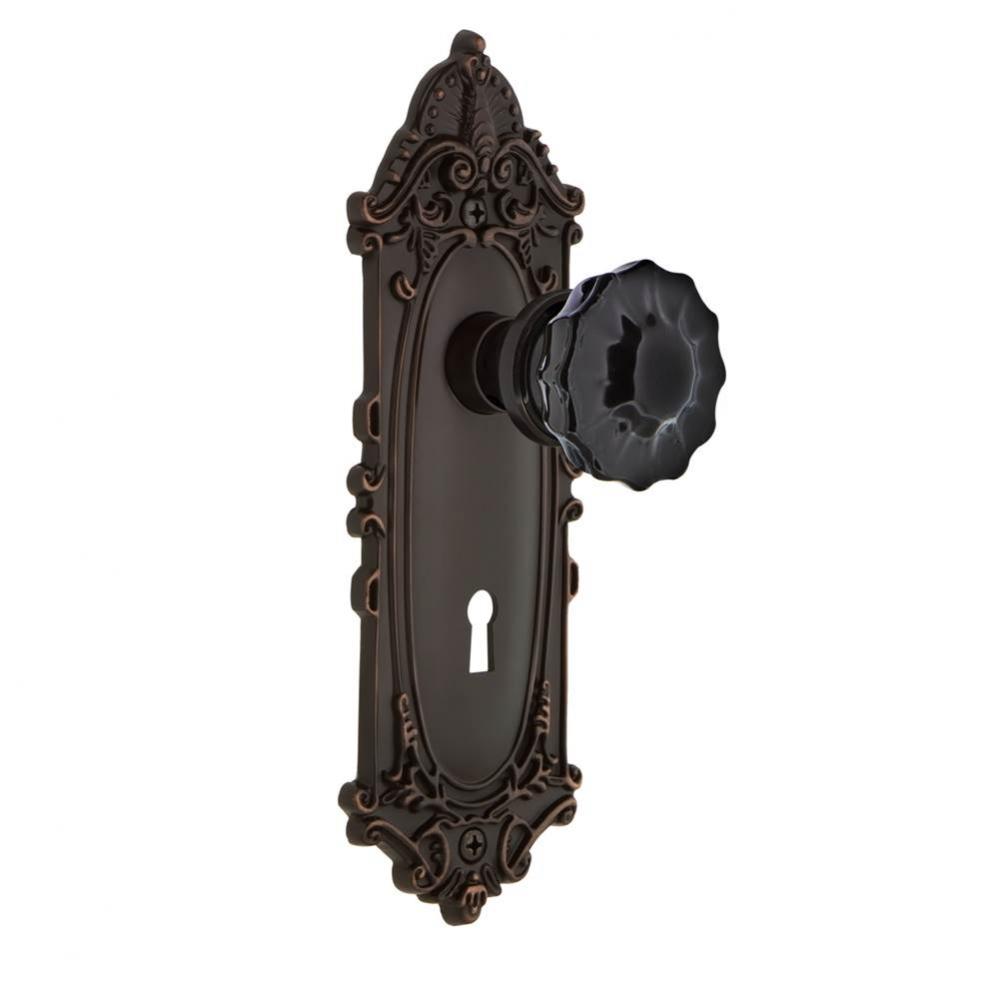 Nostalgic Warehouse Victorian Plate with Keyhole Single Dummy Crystal Black Glass Door Knob in Tim