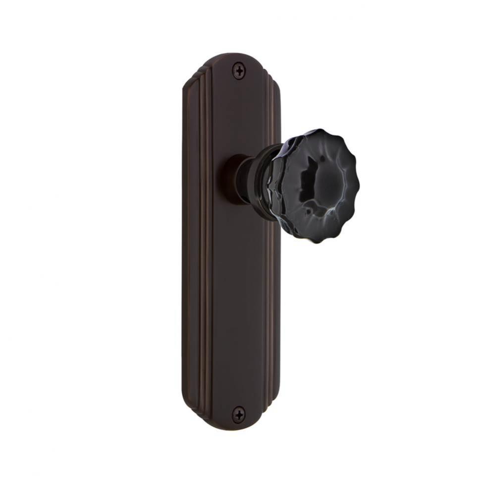 Nostalgic Warehouse Deco Plate Privacy Crystal Black Glass Door Knob in Timeless Bronze