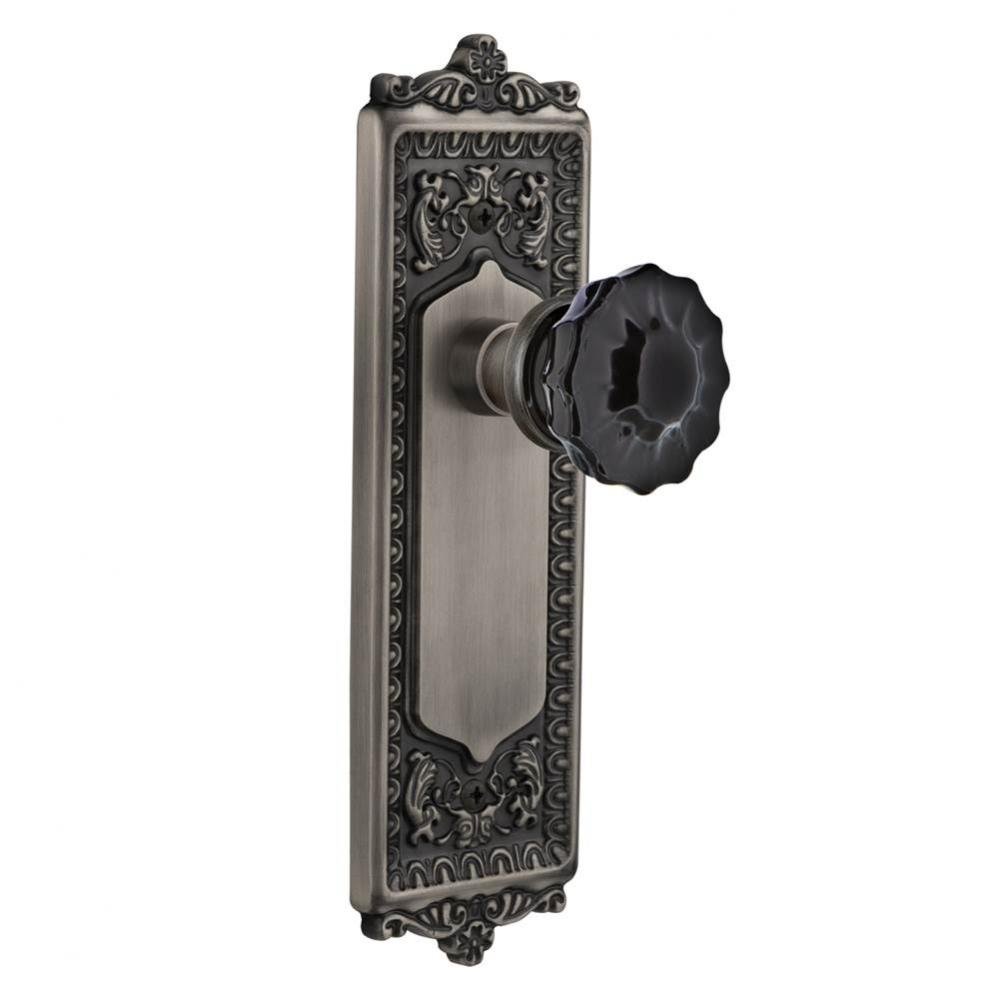 Nostalgic Warehouse Egg & Dart Plate Privacy Crystal Black Glass Door Knob in Antique Pewter