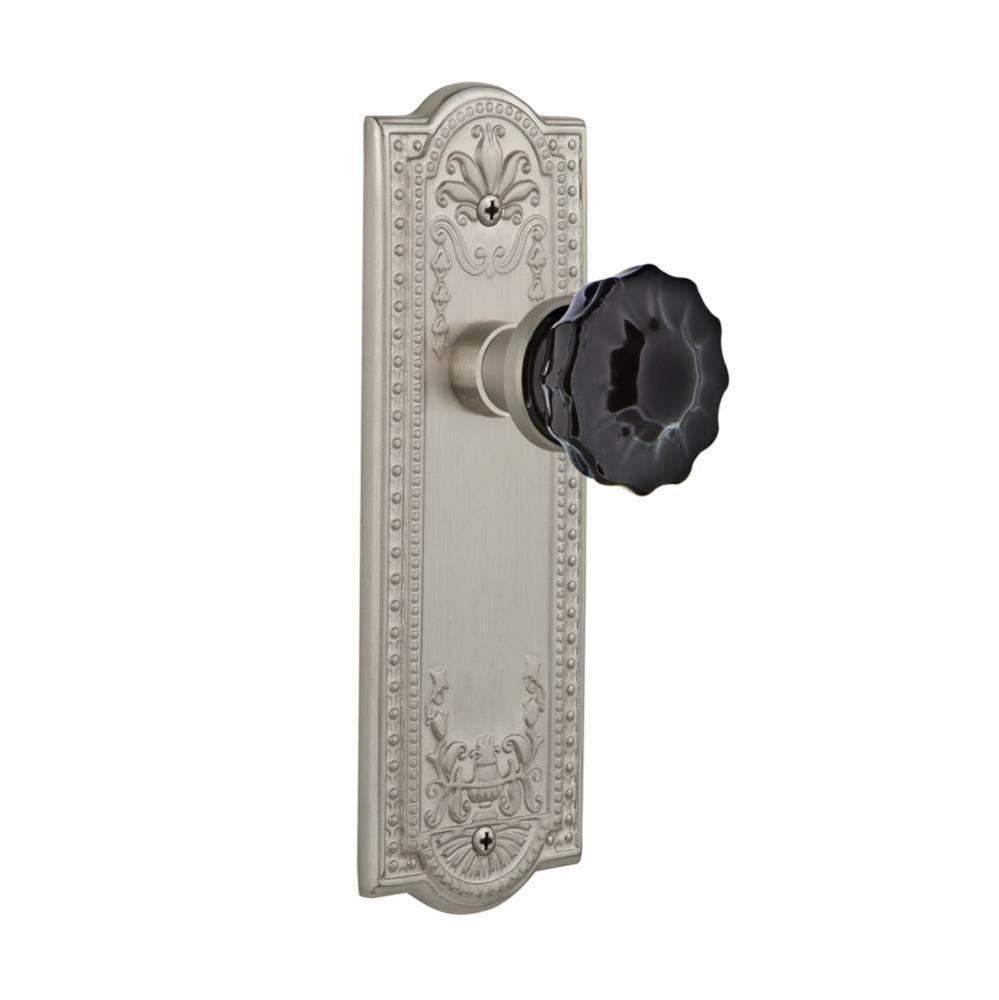 Nostalgic Warehouse Meadows Plate Privacy Crystal Black Glass Door Knob in Satin Nickel